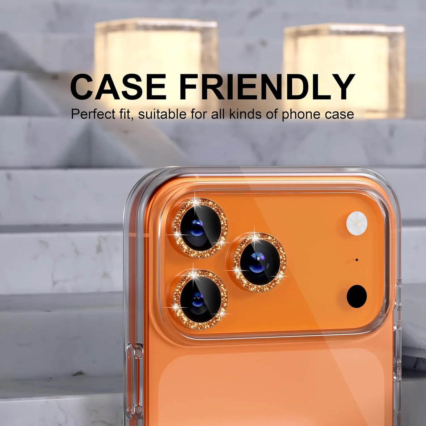 Bling Glitter Diamond Metal Frame Camera Protector For IPhone 17 Pro Max Air 17Pro Alloy Lens Tempered Glass Film Ring Cover Cap