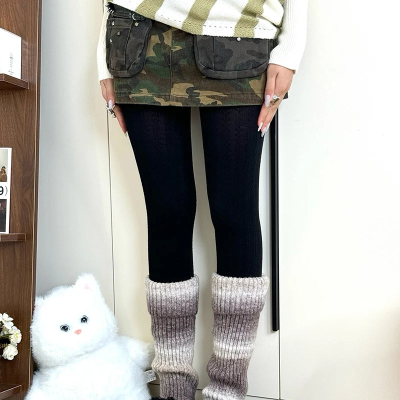 Women's Vertical Striped Tights, 150g Thermal