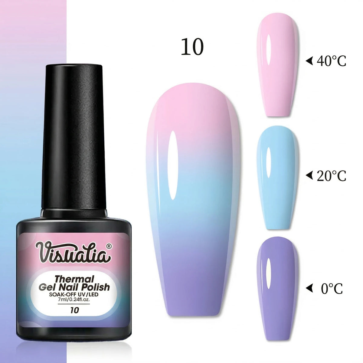 1pc Gradient Hot Gel Nail Polish Set, Changes with Temperature, Semi-Permanent /LED, Soak-Off, Long-Lasting, And Fragrance,