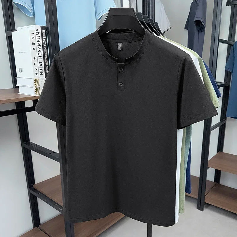 Men's Two-Button Henley Tee - Soft Knit, Cool Lightweight Summer
