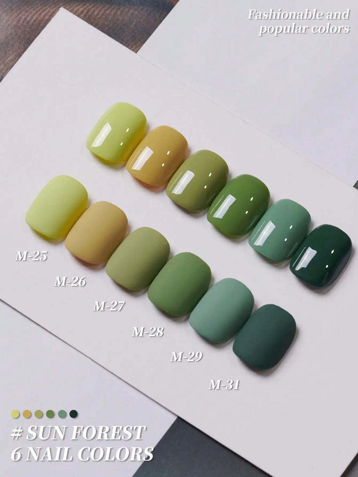 6-Color Green Gel Nail Polish Set, 15ml Each, UV LED Soaking Nail Gel, Semi-Permanent
