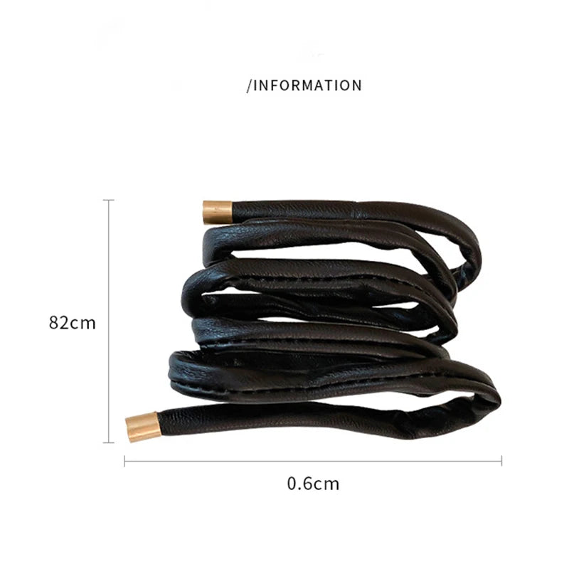 Pu Leather Hair Rope Scrunchies Black Brown Color Long Wire Hair Ring Ties Braided Headband Ponytail Holder Hair Accessories