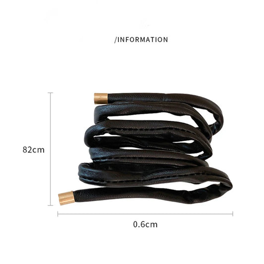 Bendable Wire PU Leather Hair Scrunchies (Black & Brown) - photo 6