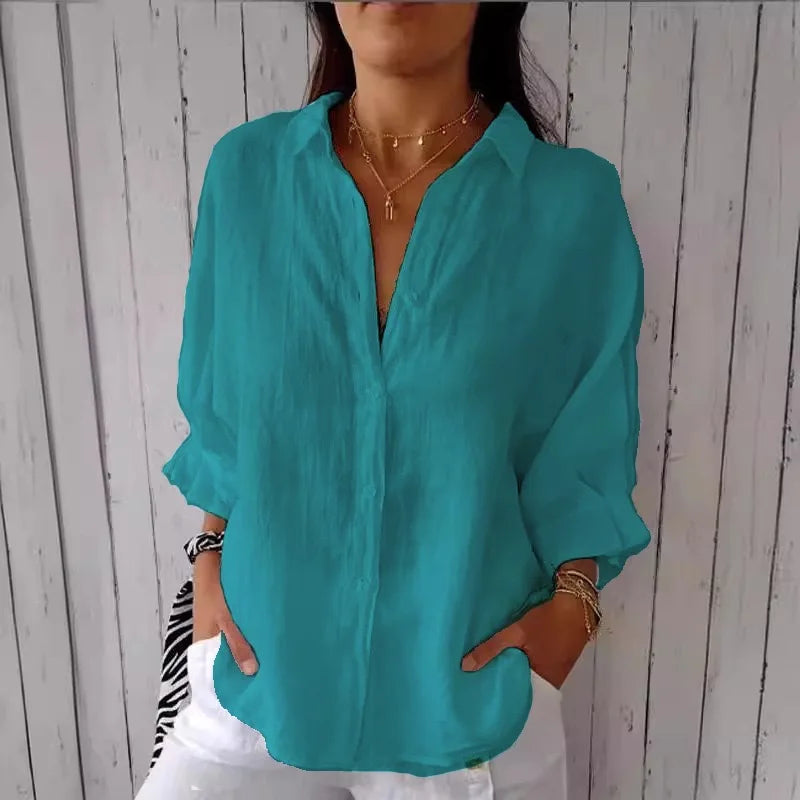 Women's Cotton-Linen T-Shirt — Loose Casual Short-Sleeve Summer Top