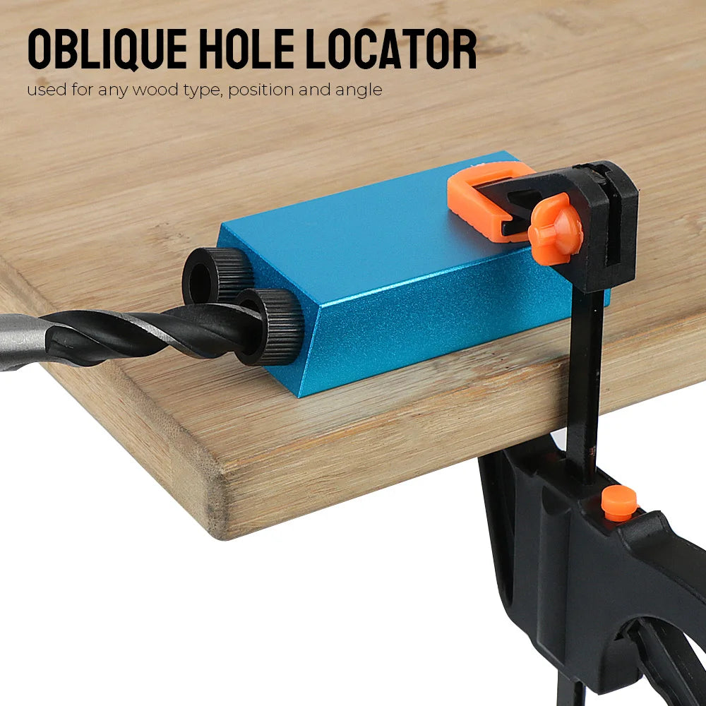 15 Pc Pocket Hole Jig Kit with Drill Bit, 15° Woodworking Guide