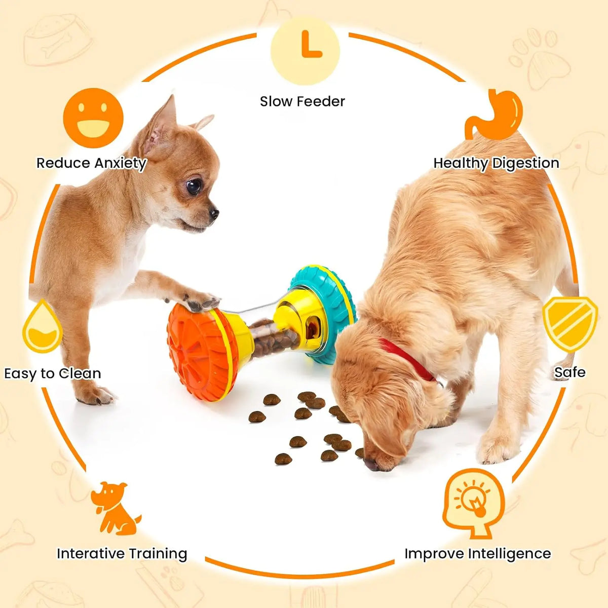 Yellow Interactive Dog Puzzle Feeder - Enrichment Treat Toy – photo 6