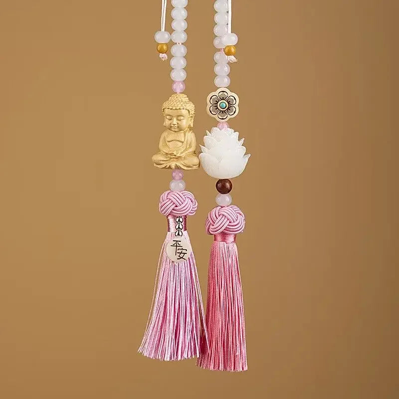 Chinese Traditional Culture Buddha Bodhi Car Pendant High-end Ping An Car Jewelry Car Lotus Rearview Mirror Pendant Oranments
