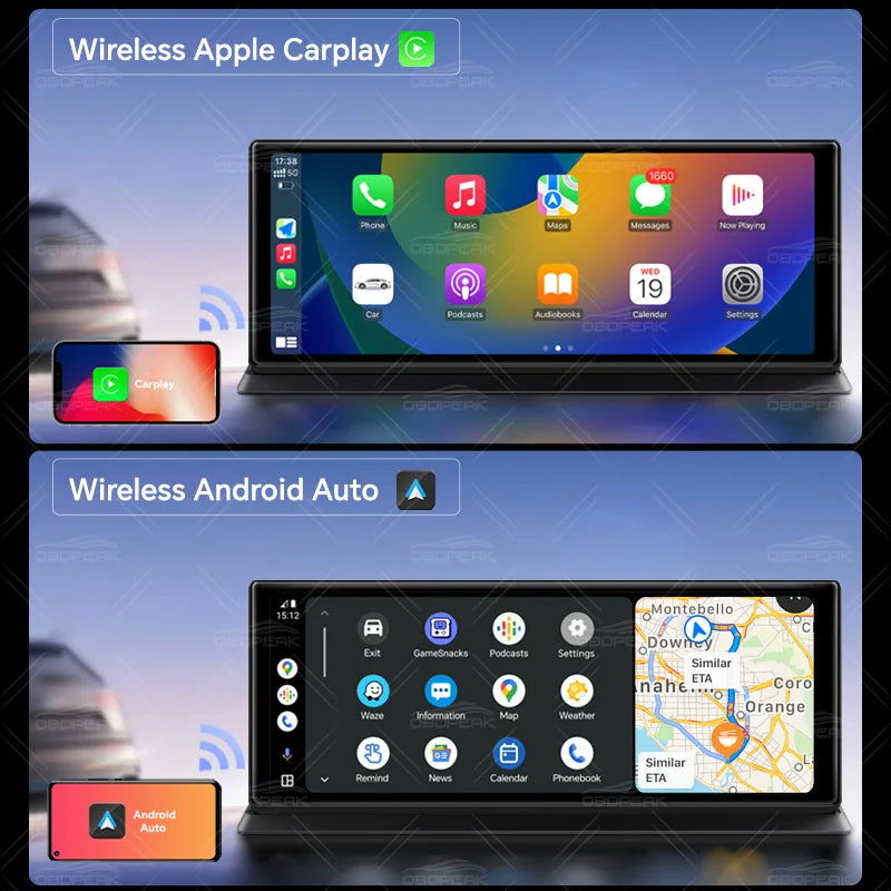 K60 Pro 11.3" 4G+64G WIFI Android 14 AI Screen GPS Navigation Carplay Android AUTO 1080P Dash Cam RearView Mirror Video Recorder