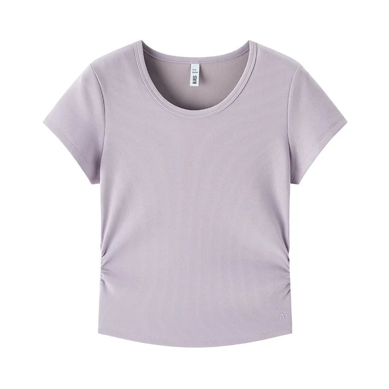 Semir Short Sleeve T-Shirt Women Cropped Slim Fit Shoulder Fit Design 2026 New Summer Embroidered Top Versatile for Chic Outfits