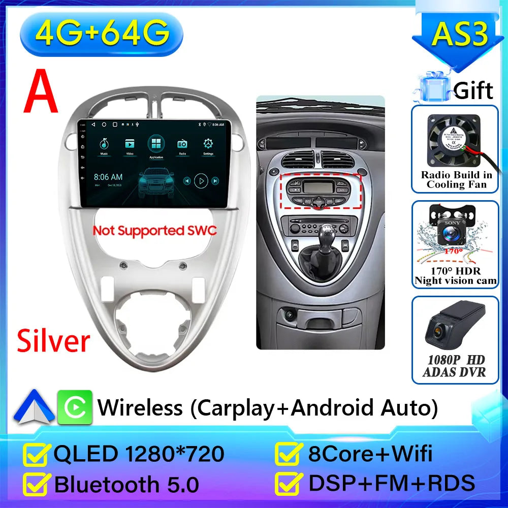 For Citroen Xsara Picasso 1999-2010 Car Radio Carplay Multimedia Player Screen GPS Navigation Android Auto Video Wifi No 2din 2K