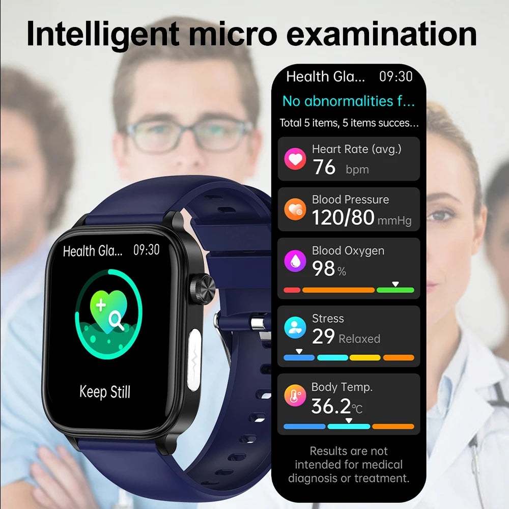 2026 New Al Science Diagnosis Blood Lipids Uric Acid Blood Oxygen Smart Watch Men ECG+PPG Voice Bluetooth Call Health Smartwatch
