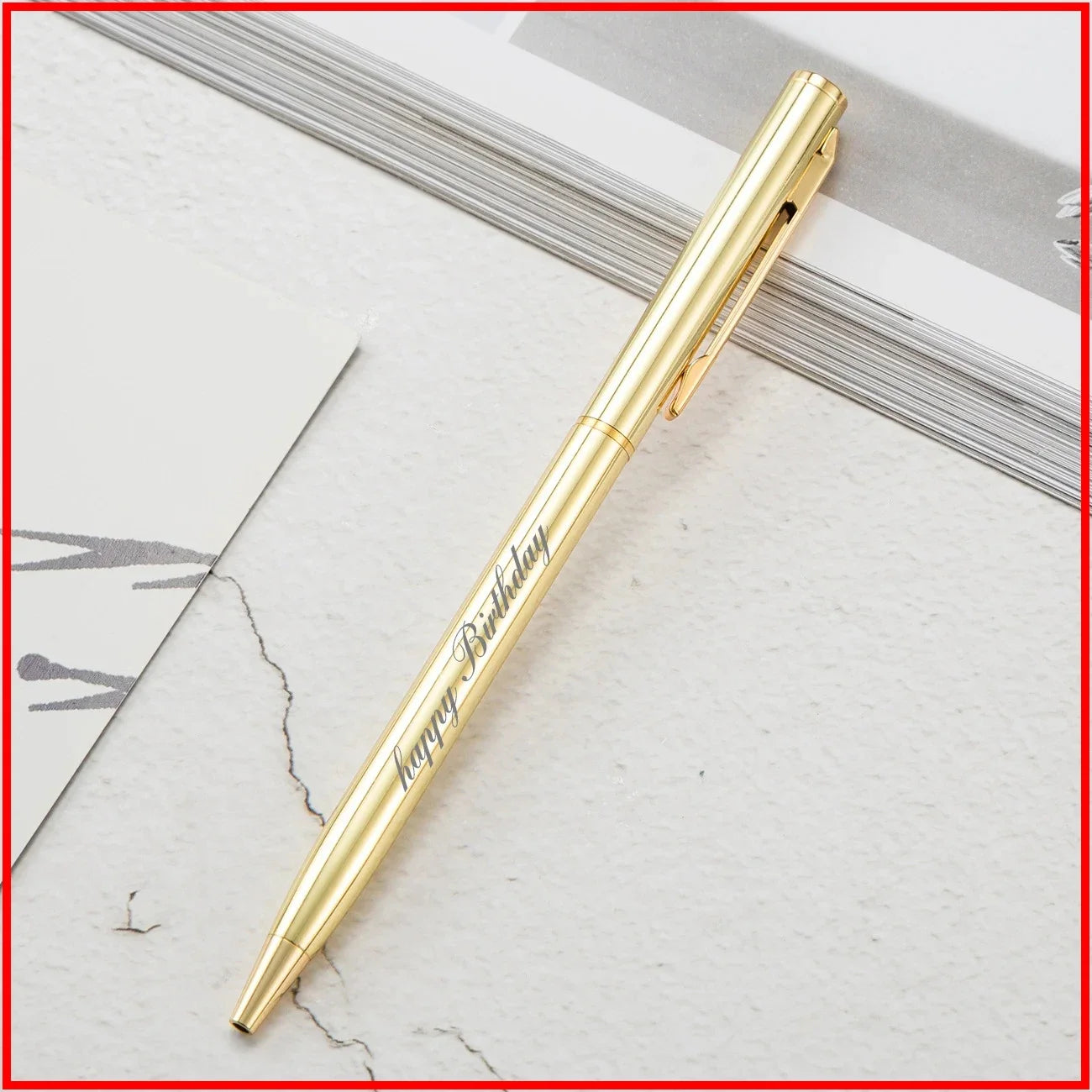 50 Pcs Metal Ballpoint Pen Rose Gold Pen Custom Logo School Office Supplies Stationery Business Gift Lettering Engraved Name