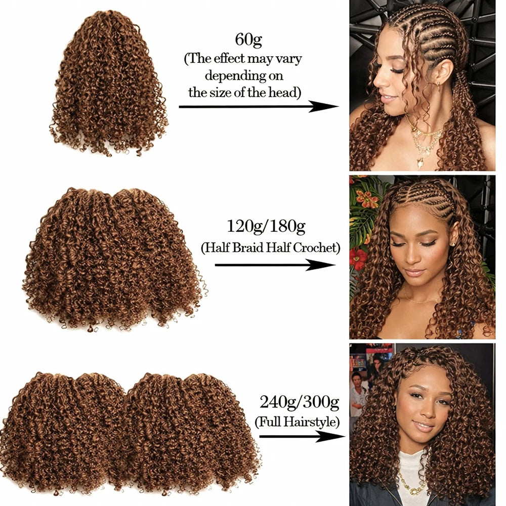 Burmese Curly Brown Crochet Human Hair Lightweight Knotless Feather Extensions Pre Separated Full Invisiable Knot With String