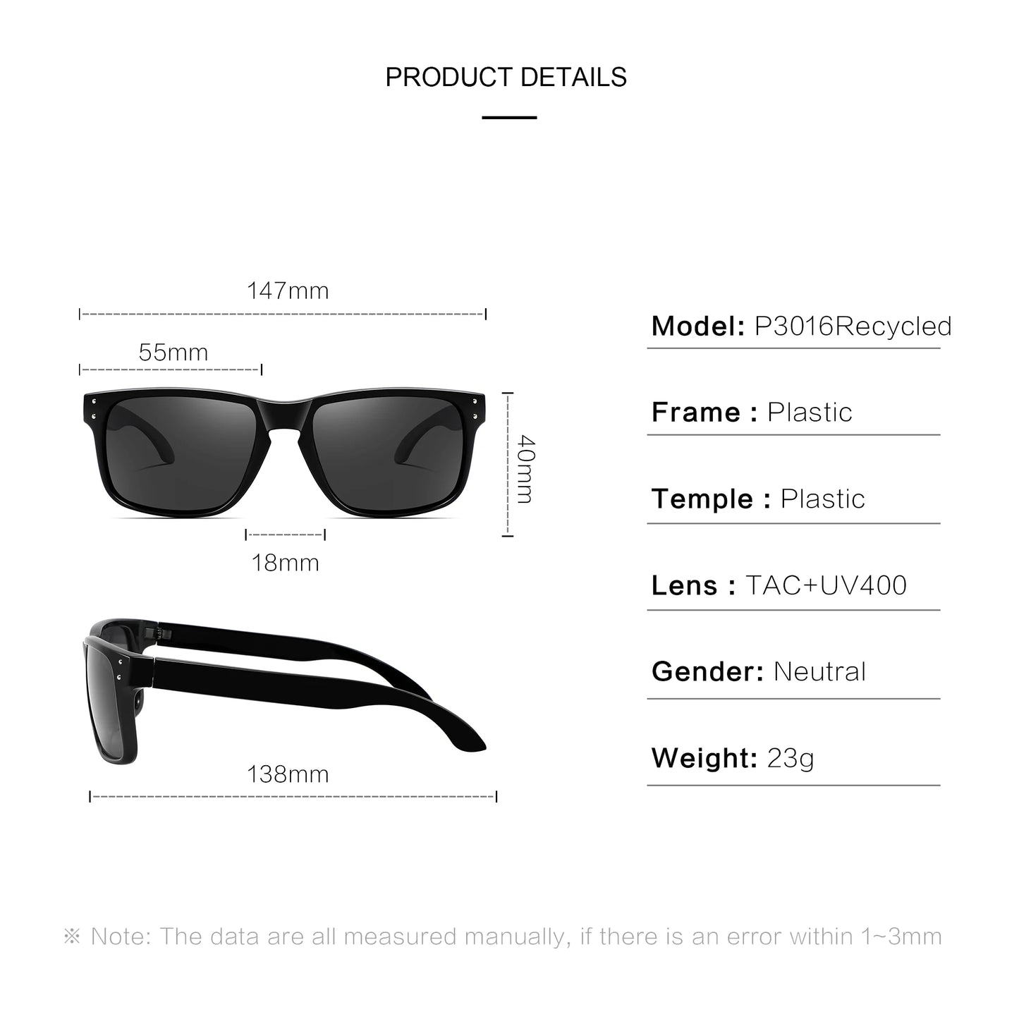 KIDIN Polarized Square Sunglasses — Outdoor Sport UV400