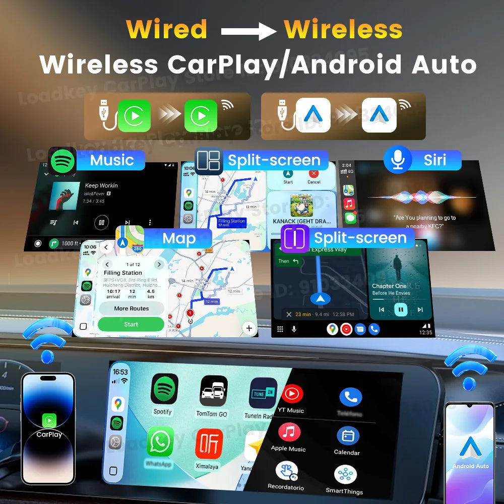 CarlinKit Mini Ultra 2-in-1 Wireless CarPlay & Android Auto Adapter — 5GHz WiFi, USB-C/USB, Plug and Play