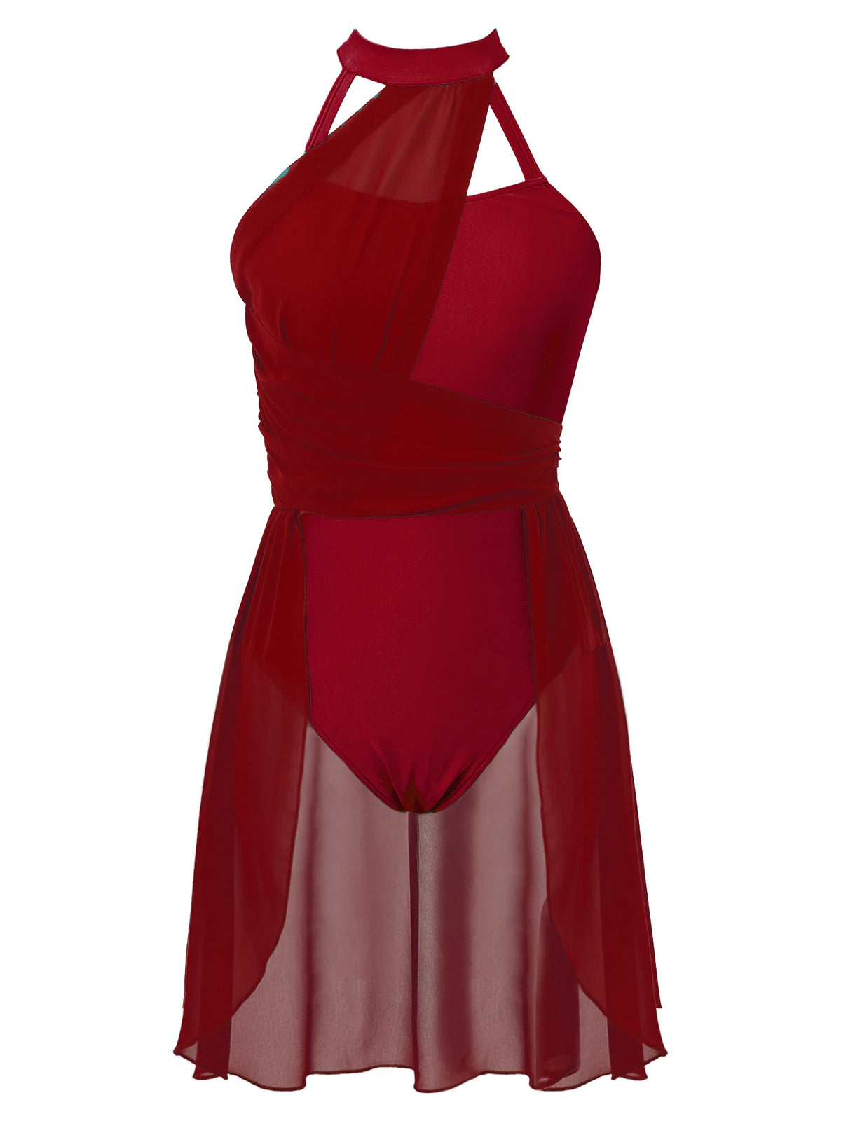 Women's ruched chiffon contemporary lyrical dress