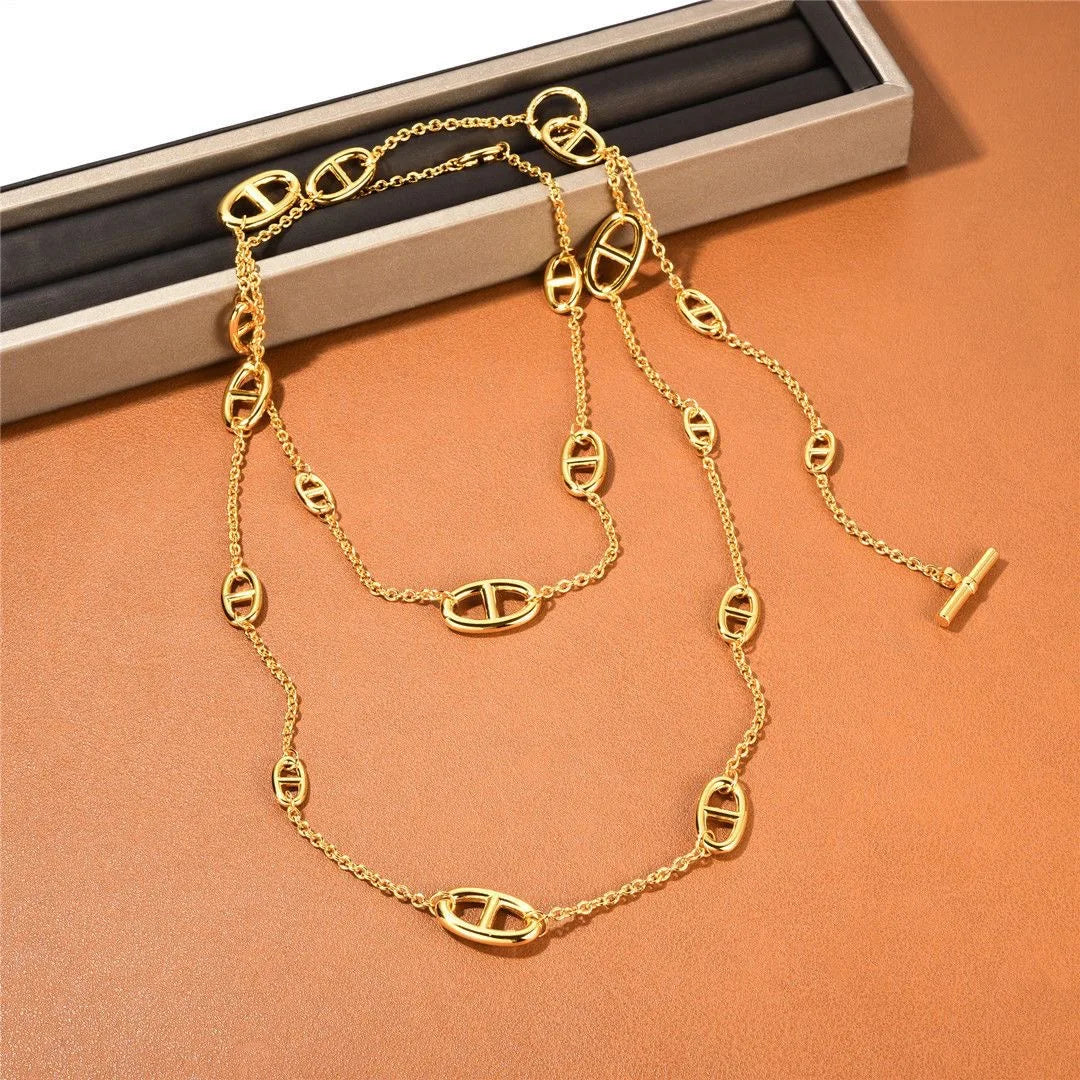 Stainless Steel Couple Necklace — Convertible Layered Bracelet