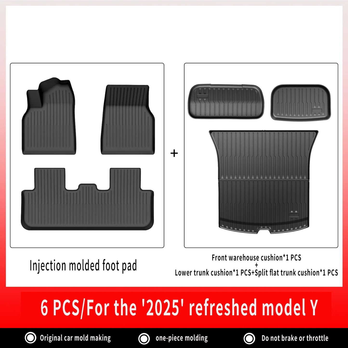 For New Tesla Model Y Launch 2026+ Juniper 2026+ TPE Floor Mats & Cargo Liner, All Weather Trunk Mats Floor Liner Backrest Mats