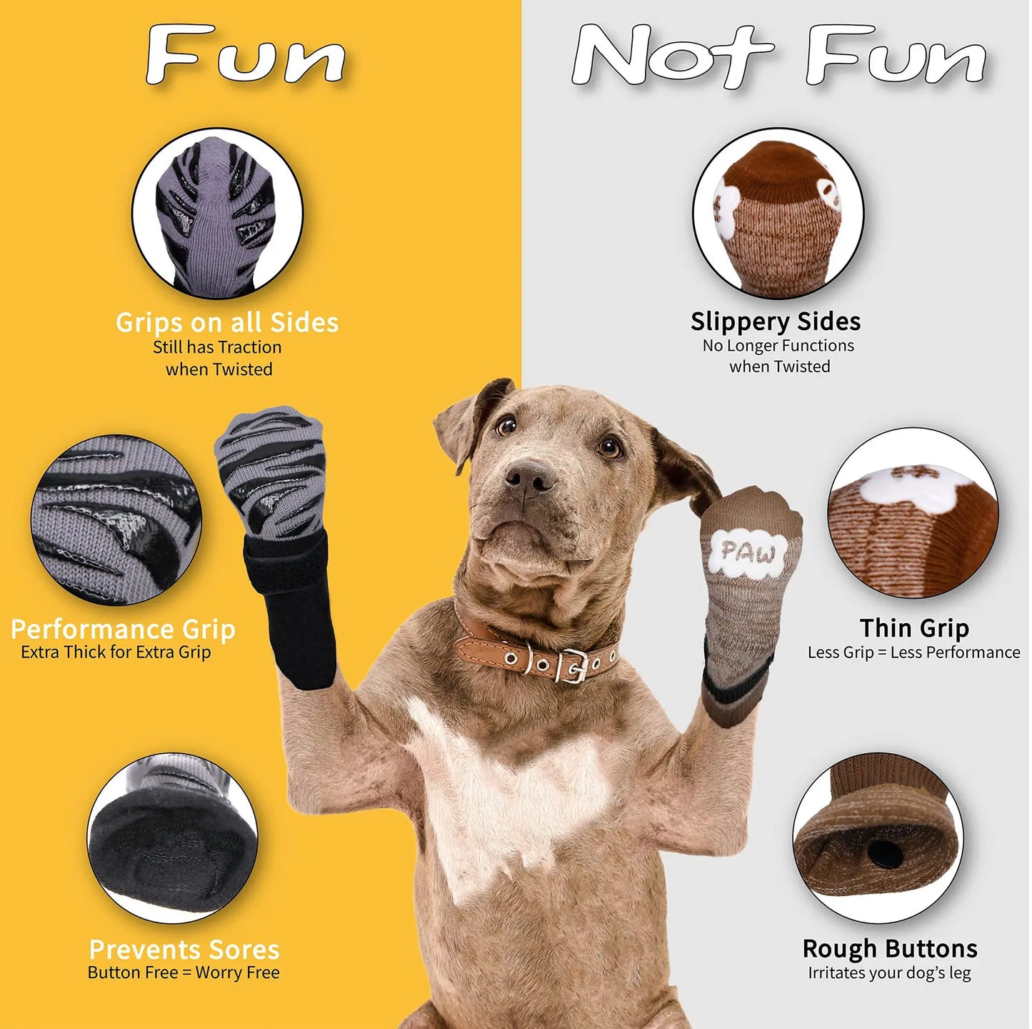 Anti-Slip Pet Dog Socks Paw Protector Traction Control Adjustable Indoor Wear Knitted Pet Socks Machine Washable 4pcs/pack