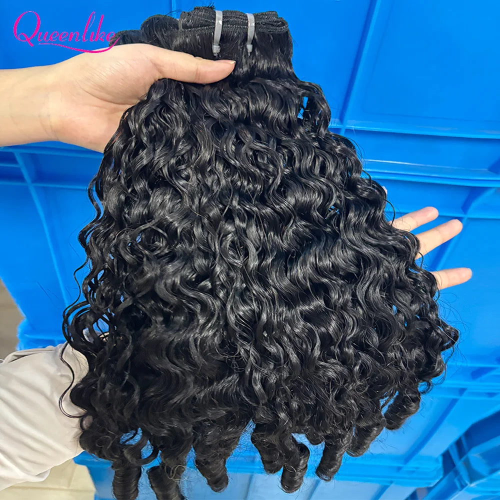 Queenlike Burmese Curly Raw Human Hair Bundles 15A Double Drawn 1/3/4 Bundles Pixie Curly Bundles Human Hair Ocean Spiral Curly