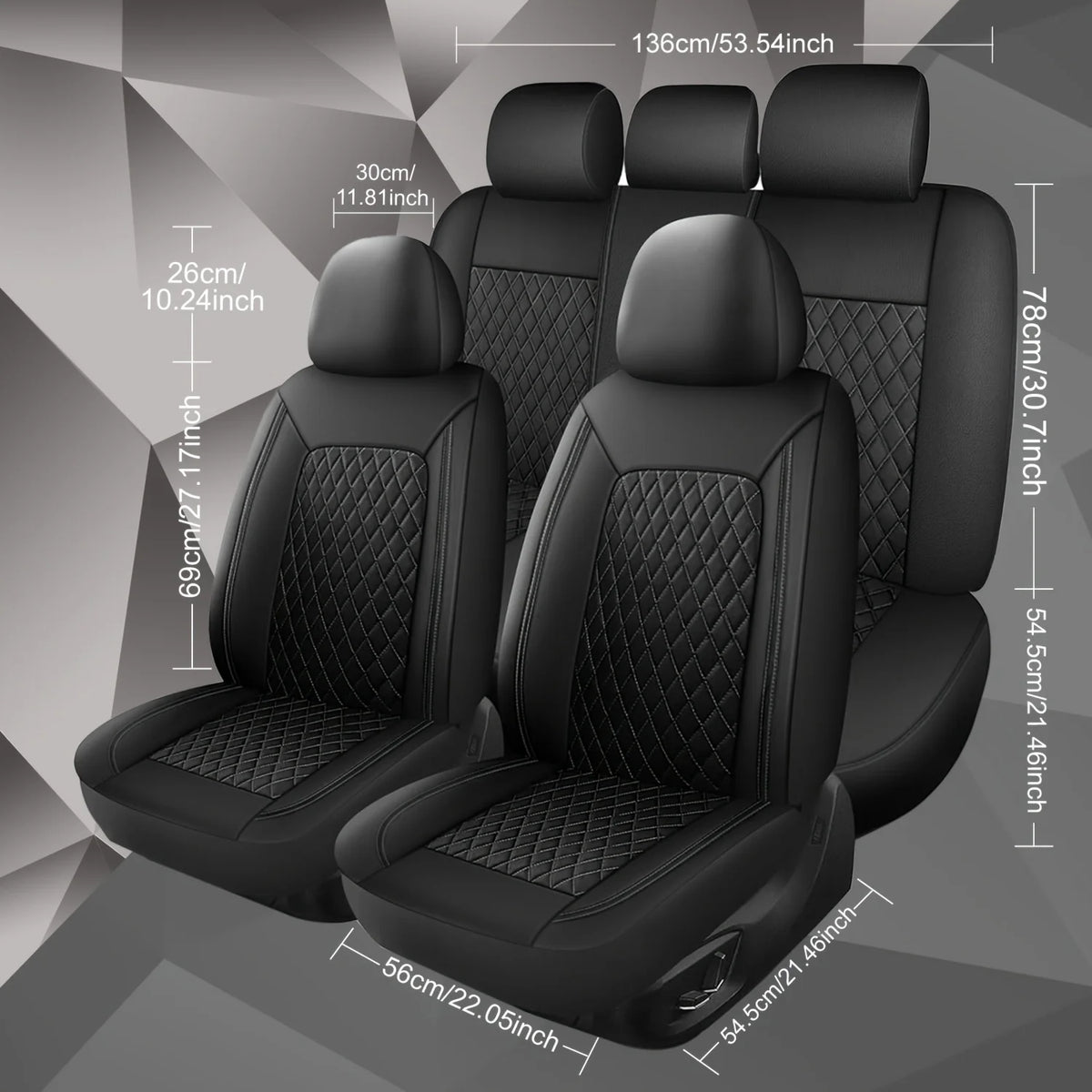 All-Season Quilted Faux Leather Car Seat Covers Universal Fit Most Cars