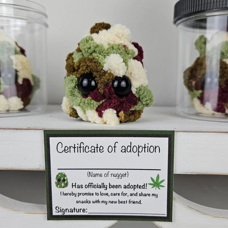 Weed Nugget, Little Weed Nugget Plush, In Jar Handmade Plush Stuffed Toys, Little Nugget Desktop Plush