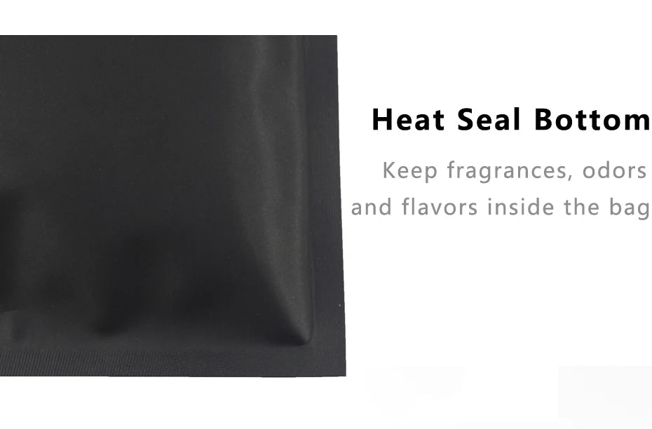 Resealable Coffee Herb Powder Zipper Pack Bag Smell Proof Flat Pouches Matte Black Small Aluminum Foil Zip Lock Mylar Bags