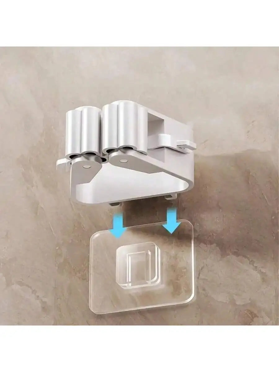 3PCS Mop Organizer Wall Mount - Easy Install Suction Hook Clamp for Kitchen & Bathroom Space Saving
