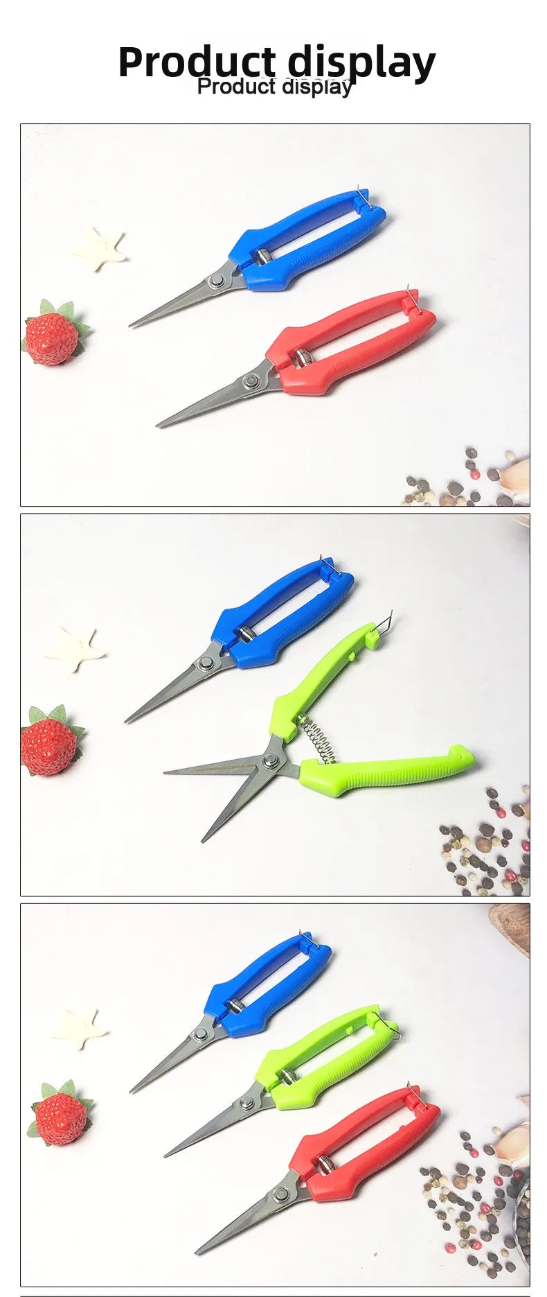 Straight-Head Pruning Shears — Stainless Steel Bonsai Garden Scissors