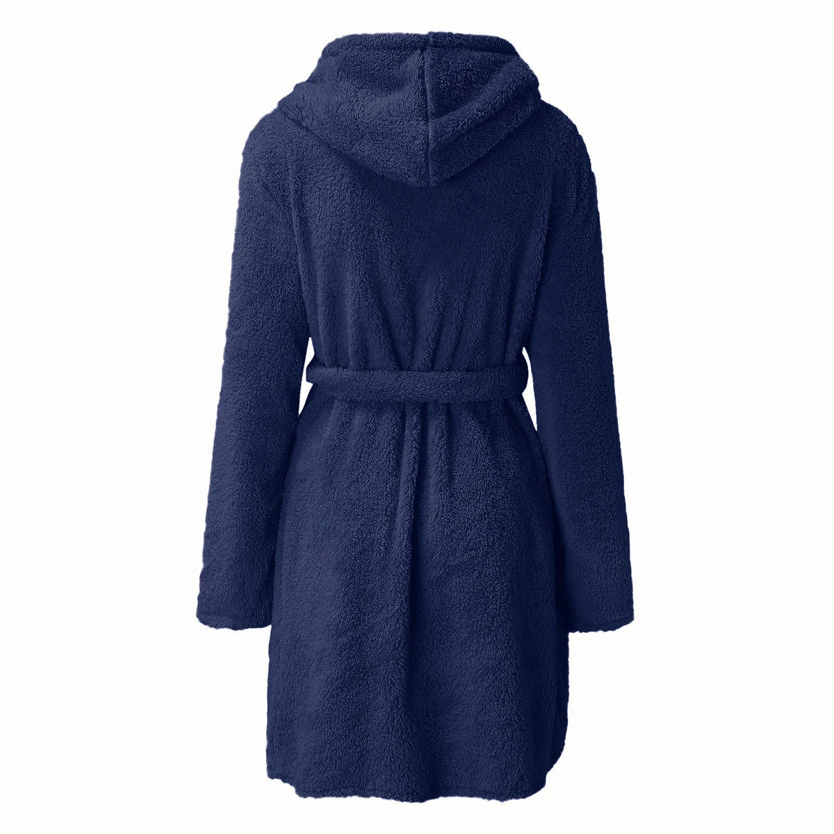 Women's Short Plush Hooded Bathrobe