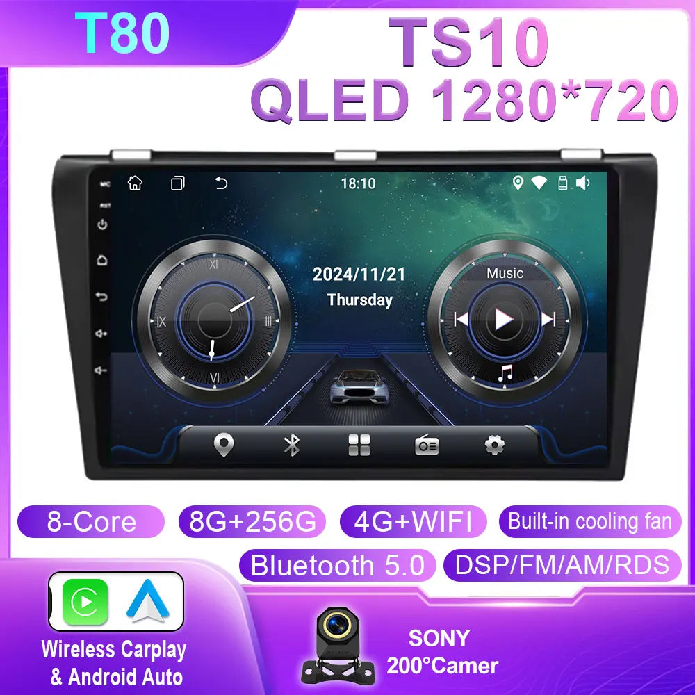 Android Car Stereo for Mazda 3 (2004–2009) — Wireless CarPlay, GPS, BOSE-Compatible, Multimedia Player