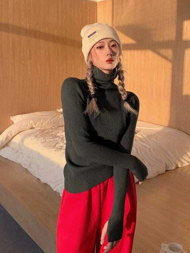 Women's turtleneck knit sweater, warm basic — view 15 of 20