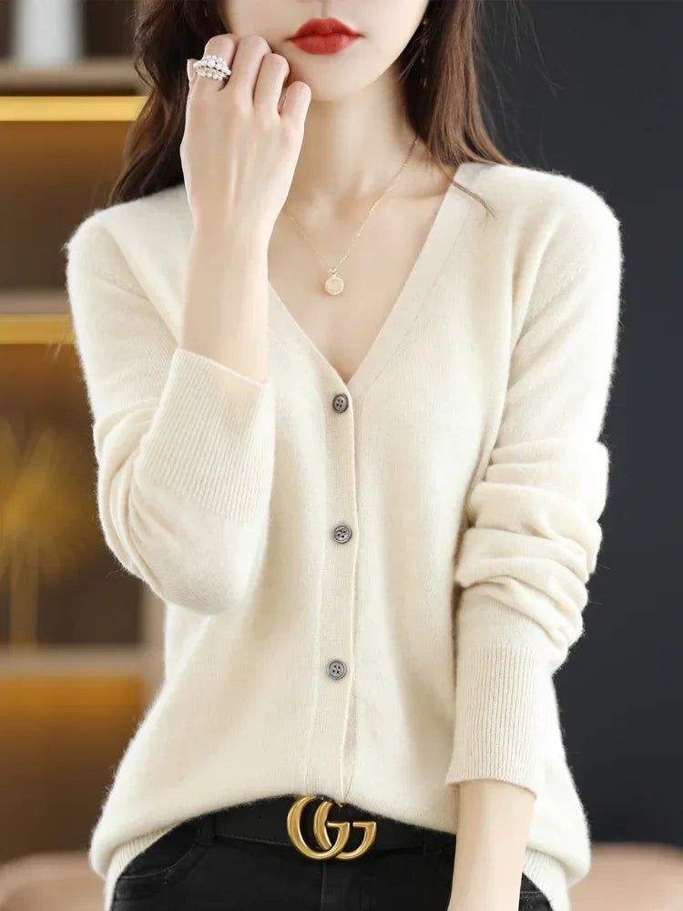 Women's Thin V-Neck Knit Cardigan - Open Front Spring Sweater - photo 10