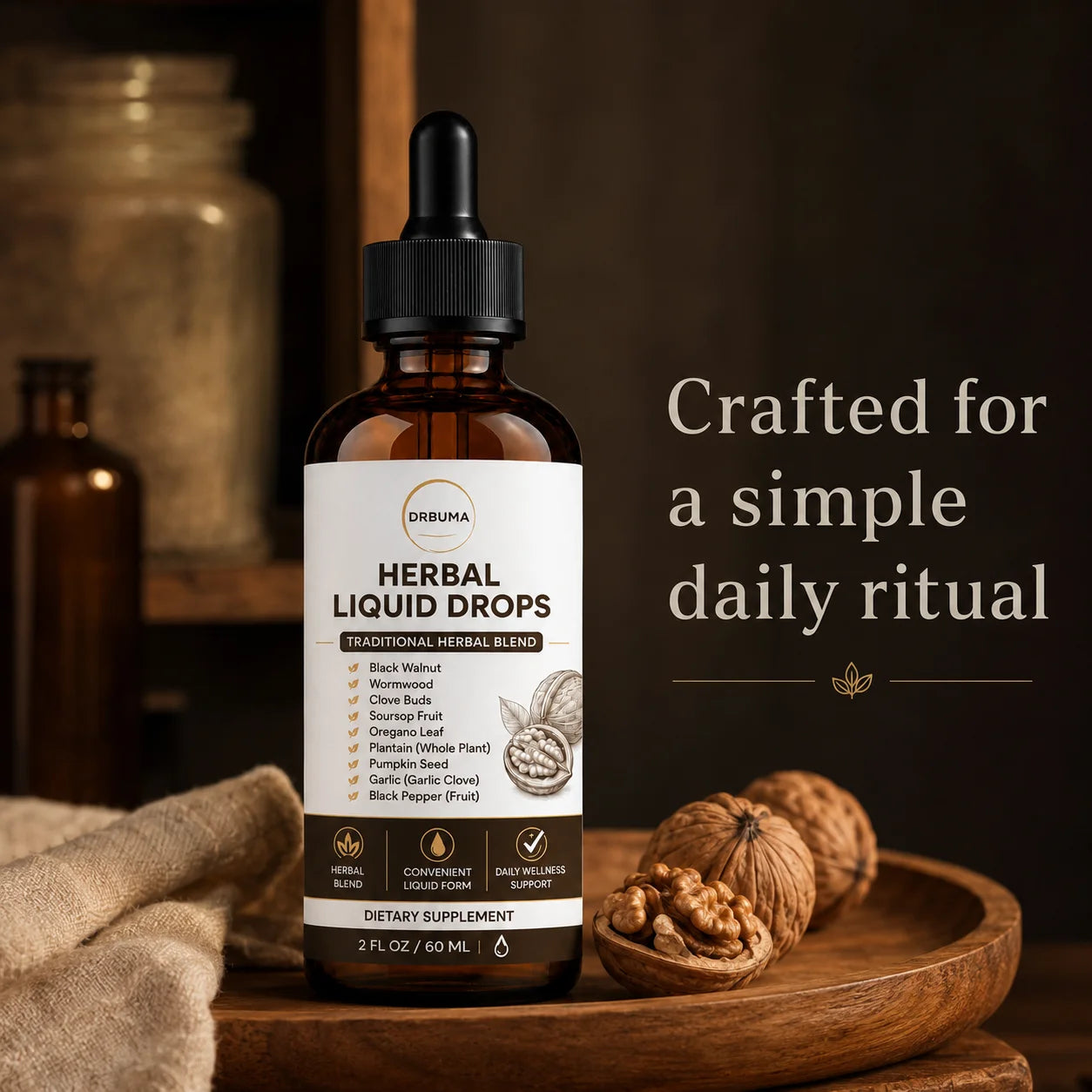 Natural Herbal Liquid Drops 60ml 2 oz, easily integrated into daily health regimens, daily health support for adults, traditional herbal formula, daily plant-based energy boost
