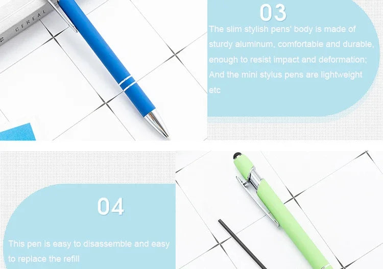 50 Pcs Metal Business Ballpoint Universal Drawing Touch Screen Stylus Pen Custom Logo School Office Supplies Free Engraved Name