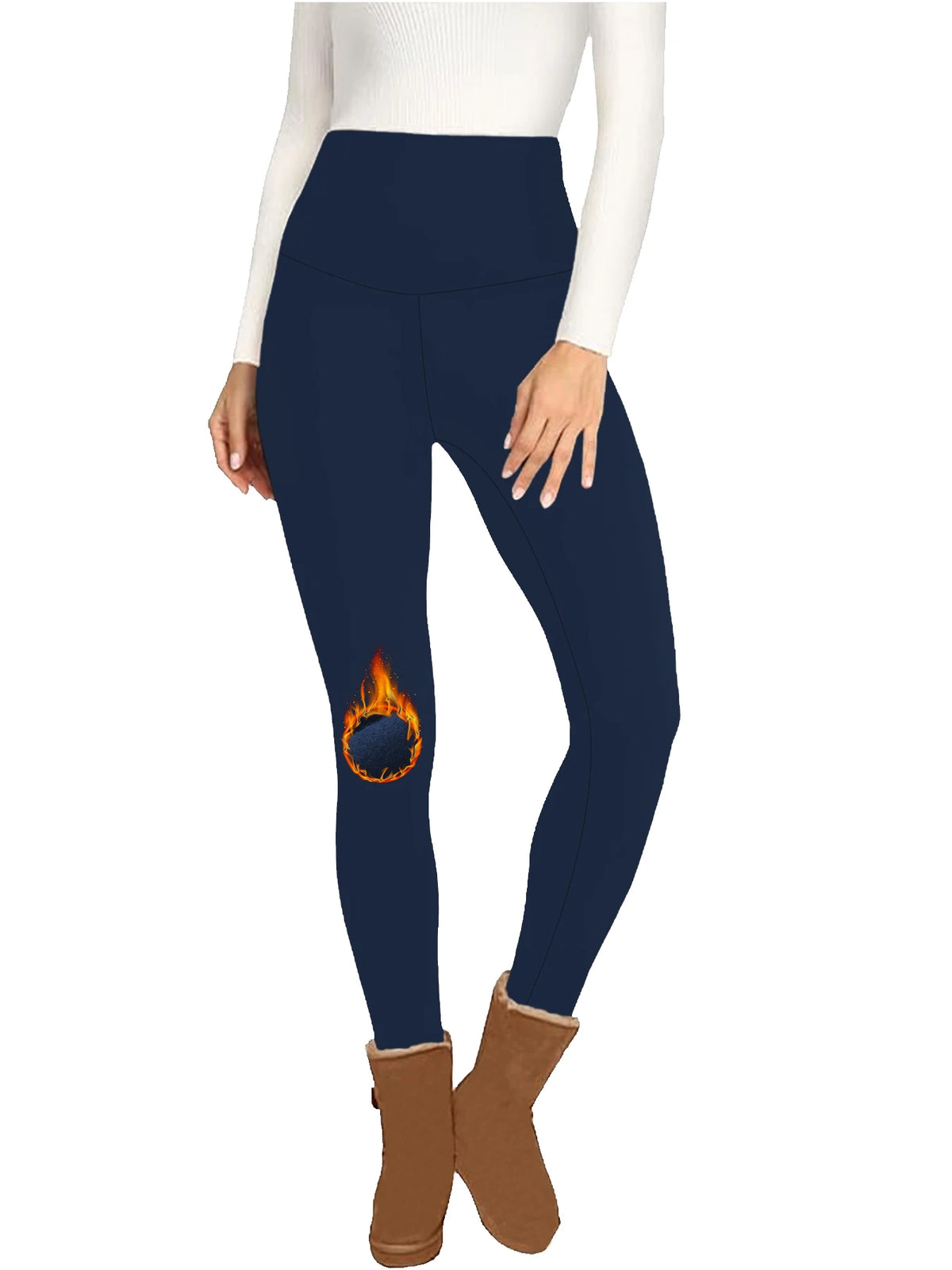 Women's Fleece Lined High Waist Yoga Leggings - Thick Workout Tights - photo 10