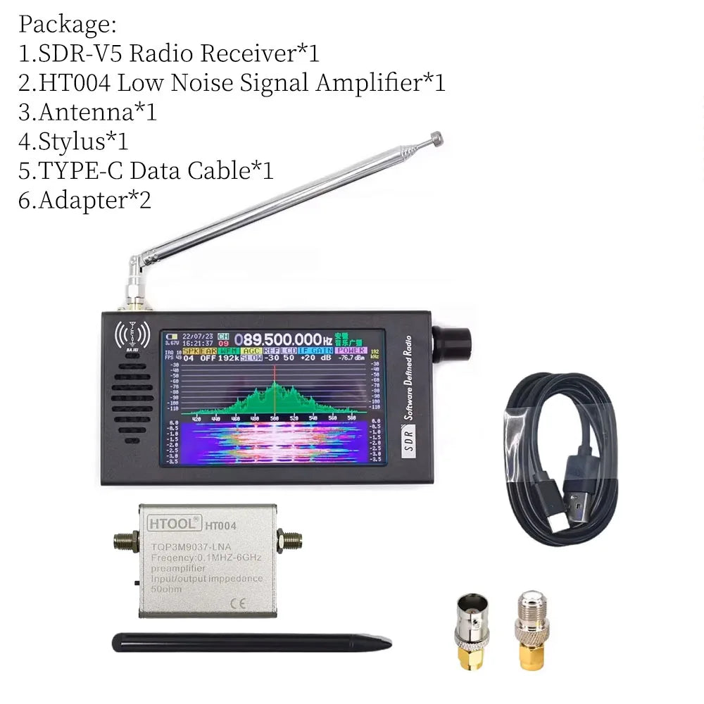 0.1-149MHz‌ SDR V5 Radio Digital Demodulation Shortwave FM MW SSB CW HAM Radio Receiver Tranceiver DSP HT004 Signal Amplifier