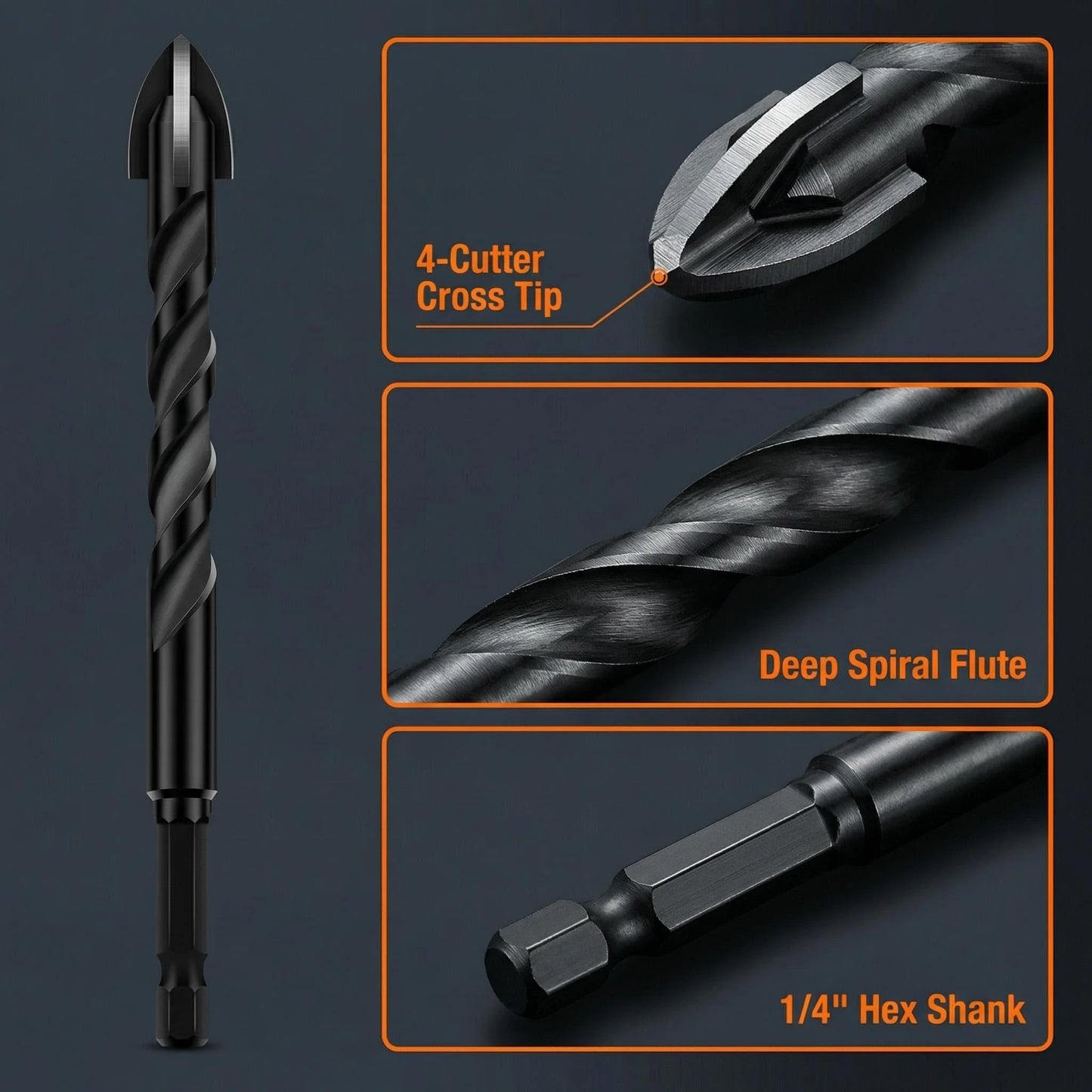 3 4 5 6 8 10 12mm Cross Hex Tile Drill Bit For Glass Concrete Ceramic Tile Hole Opener Tunsten Carbide Hard Alloy Bits Set Tools