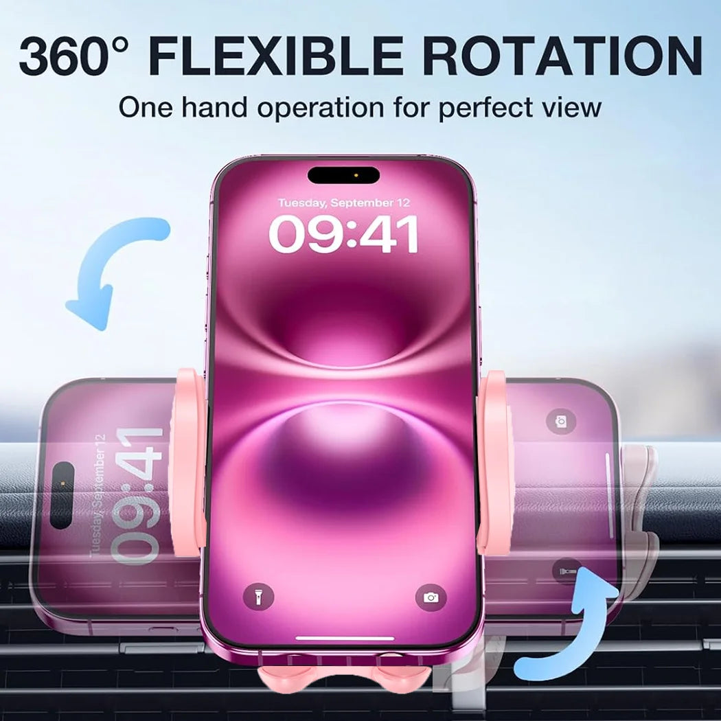 360 Degree Rotation Car Phone Holder - Quick-Release Adjustable Dashboard Mount Compatible with iPhone 17