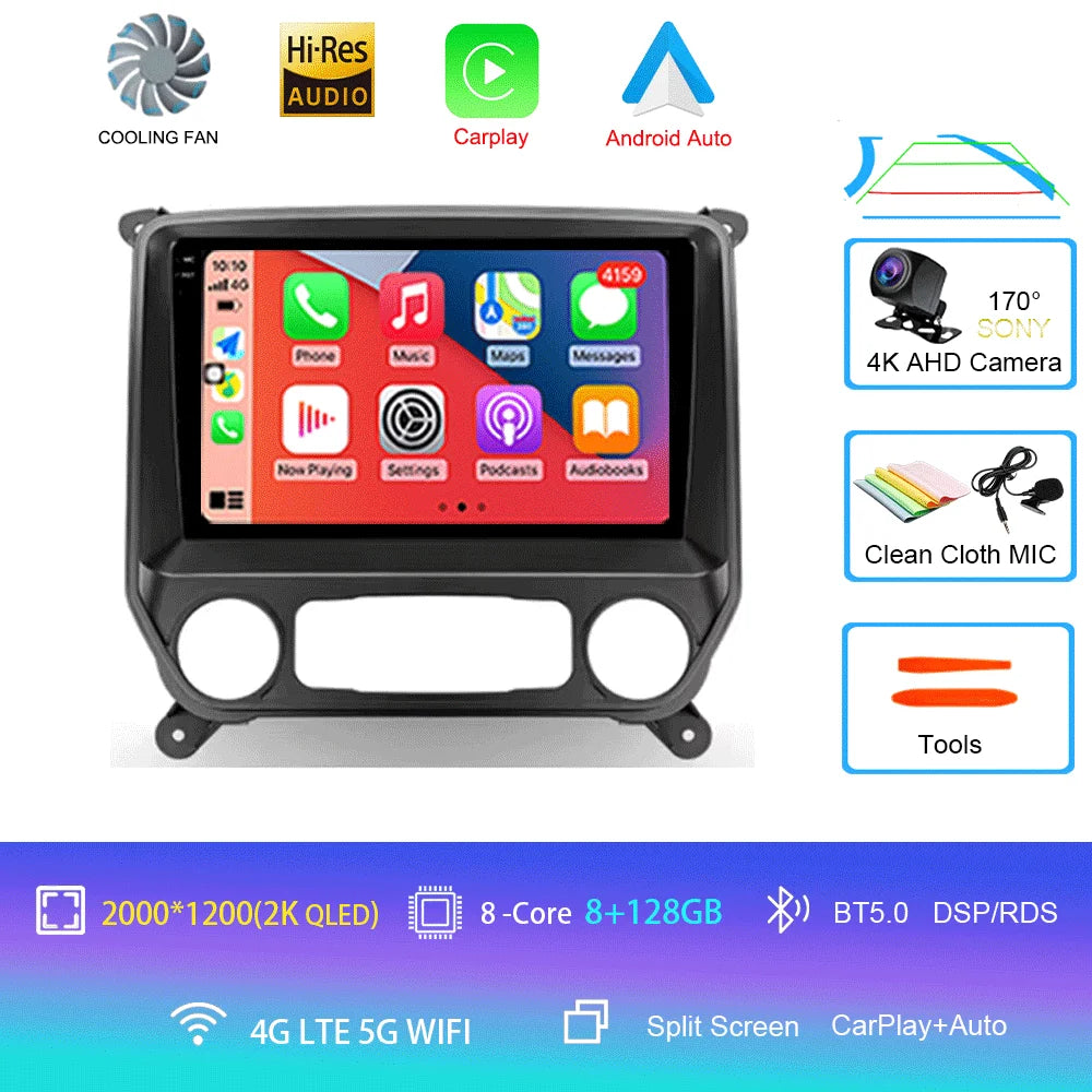 2K Android Car Stereo with CarPlay & Android Auto — Chevrolet Silverado (2014–2018)