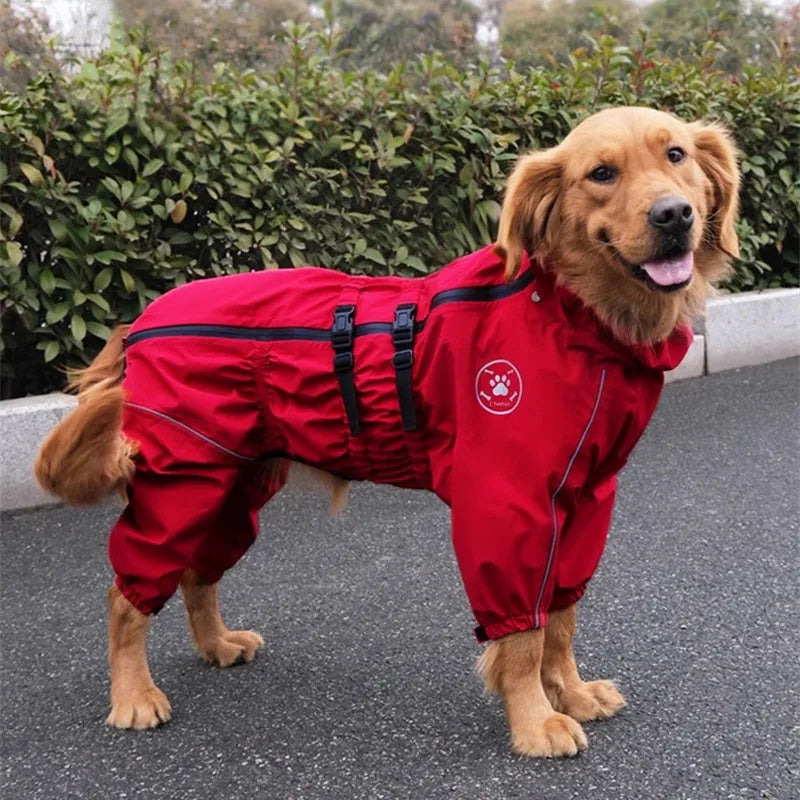 Reflective Dog Rain Jumpsuit - Hooded Raincoat for Autumn and Winter
