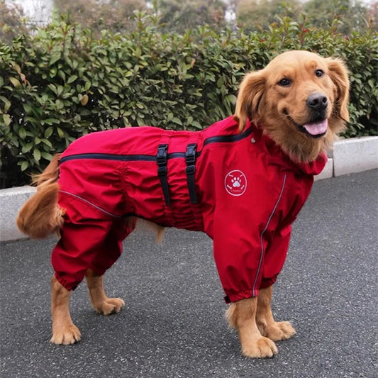 Reflective Dog Rain Jumpsuit - Hooded Raincoat for Autumn and Winter