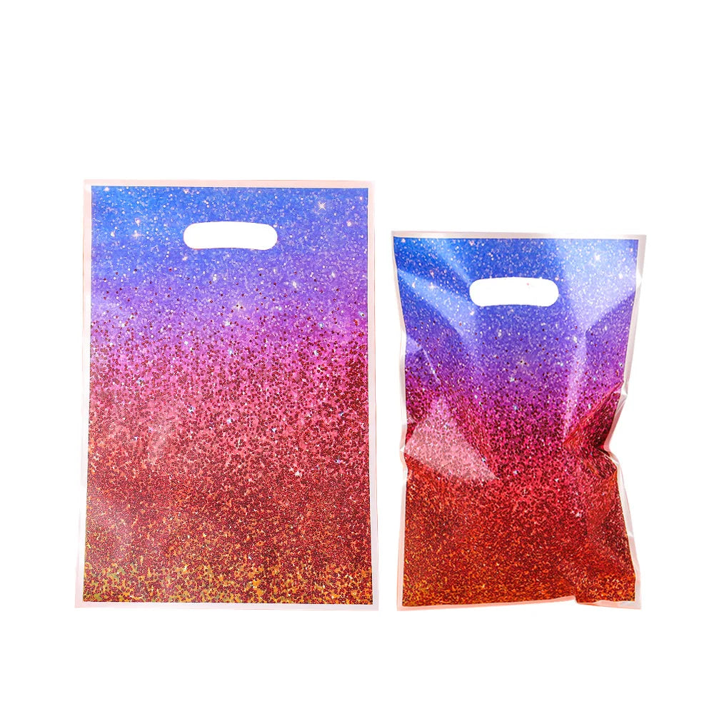 10/30/50pcs Gradient Hand Gift Bag Shining Star Party Gift Bag Galaxy Plastic Gift Bag Birthday Gift Bag Wedding Gift Package
