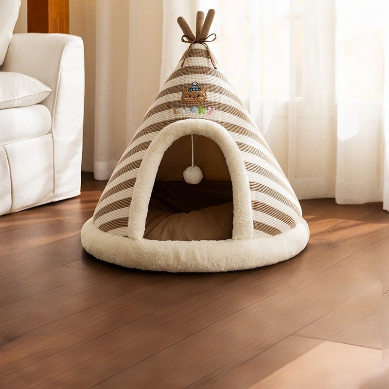 Plush Cat Tent Bed with Removable Cover - Warm House for Indoor Cats - photo 7