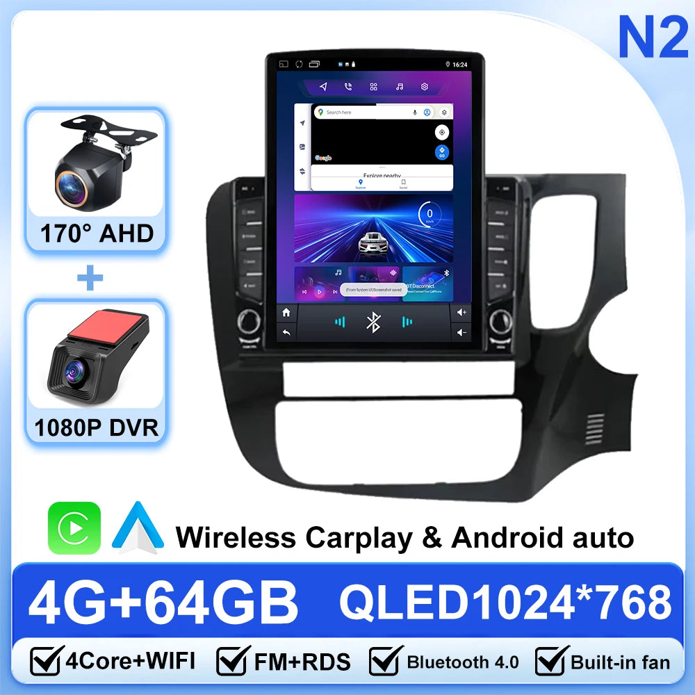 9.7 Android14 For Mitsubishi Outlander 3 XL RHD 2012-2025 Car Radio Car Multimedia Video Player 2Din Carplay Auto Stereo DVD CAM