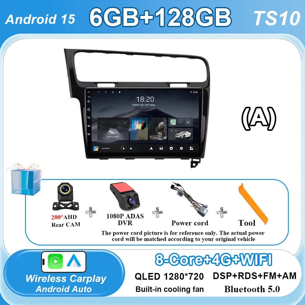 Car Stereo with Apple CarPlay & Android Auto, Compatible with VW Golf 7 (2012-2020)