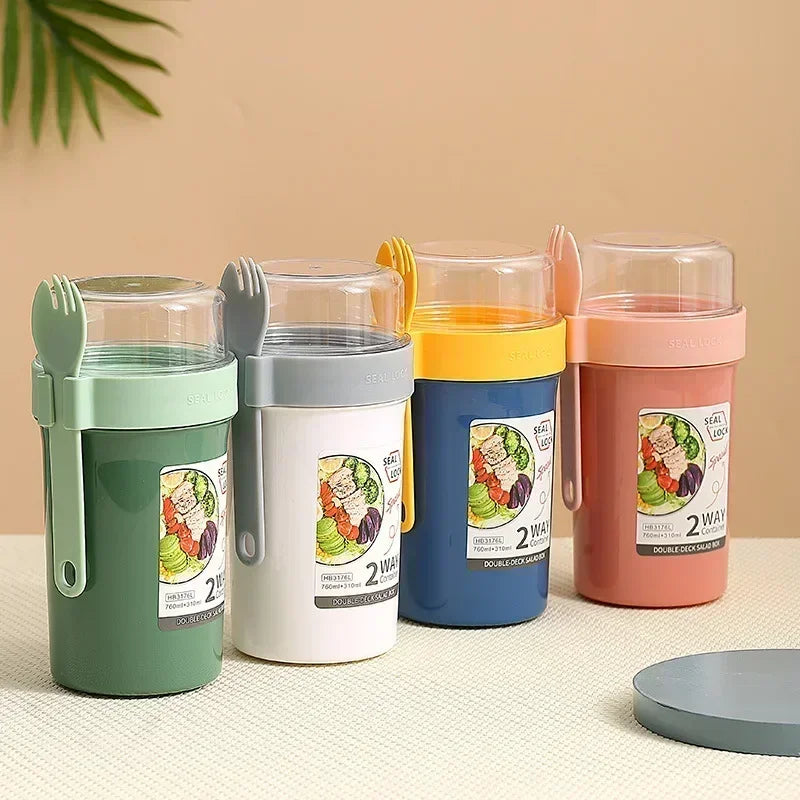 Salad & Breakfast To-Go Cup - Double Layer Yogurt Cereal Container - photo 3