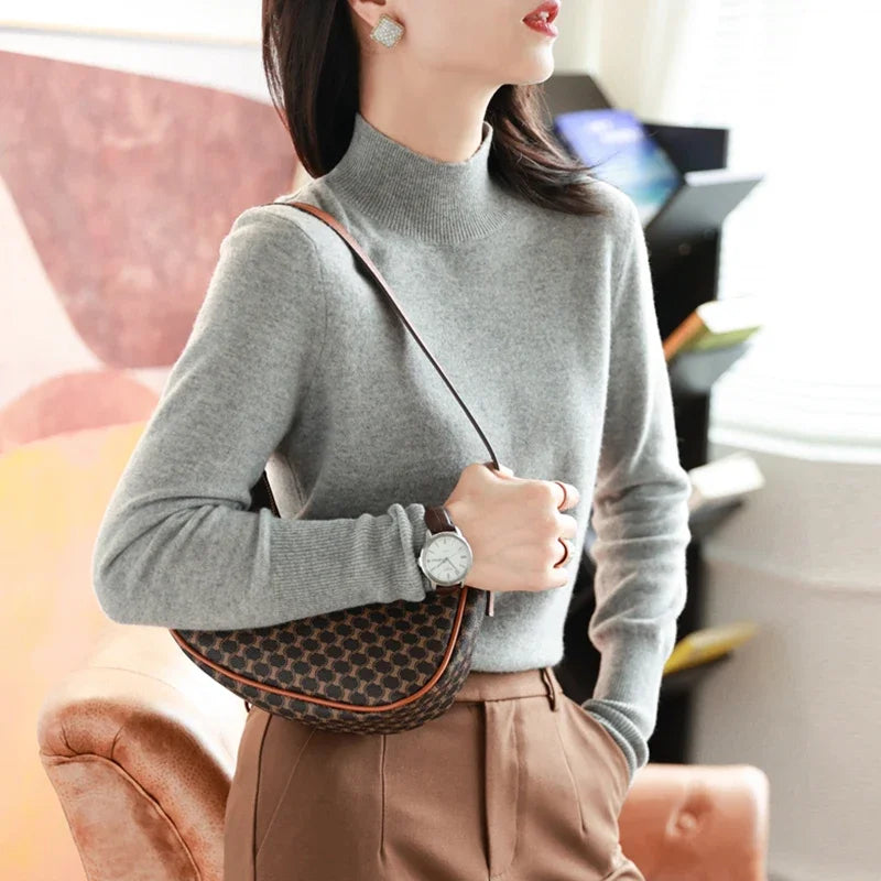 Women's mock neck base sweater, slim knit — view 20 of 20