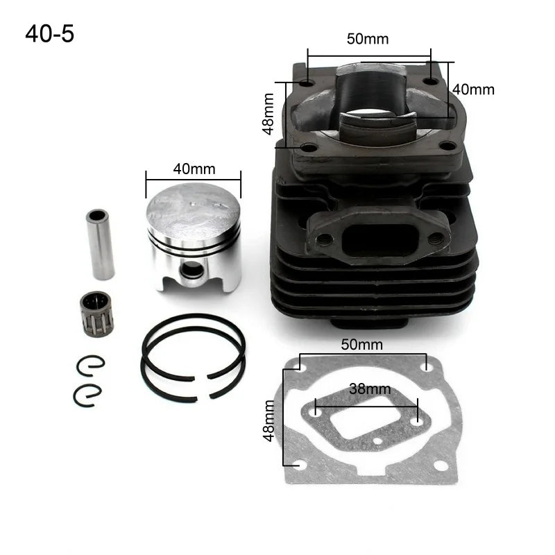 Garden Equipment Replacement 44mm & 40mm Cylinder Piston Kit for 44-5 & 40-5 Brush Cutter Engine 44F 5 & 40F 5