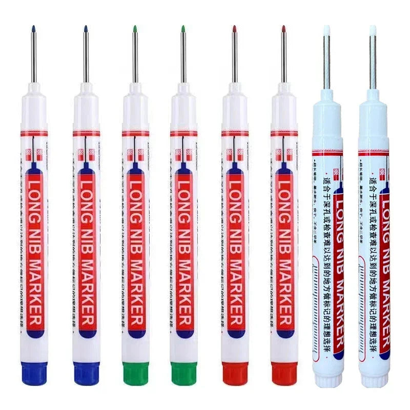 8Pcs/Set 20mm Deep Hole Long Nib Head Markers For Metal Perforating Pen Waterproof Bathroom Woodworking Decoration Multi-Purpose
